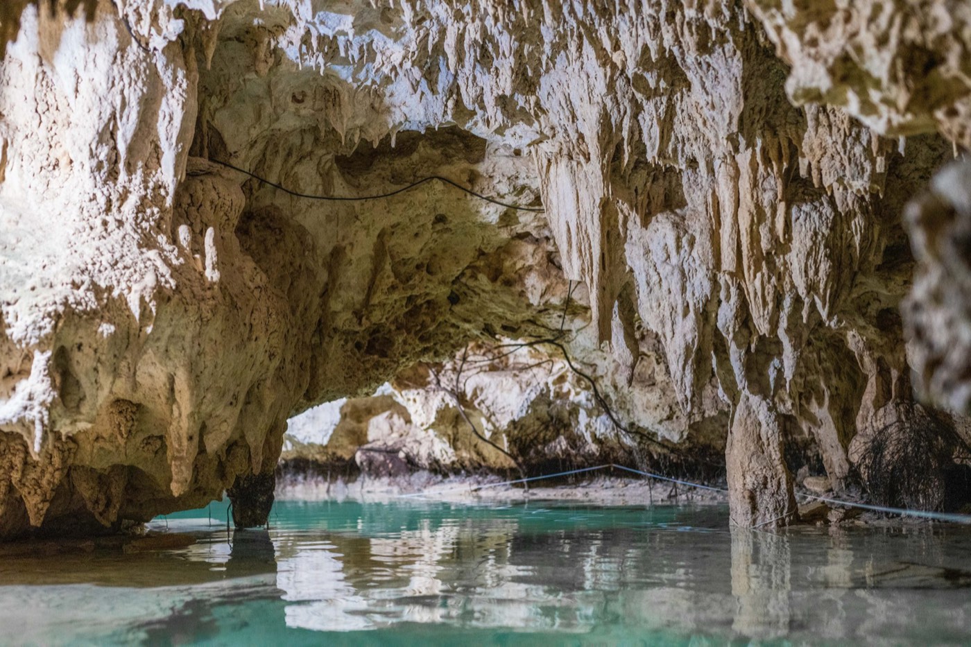 Cenote de aguas turquesa en la Riviera Maya
